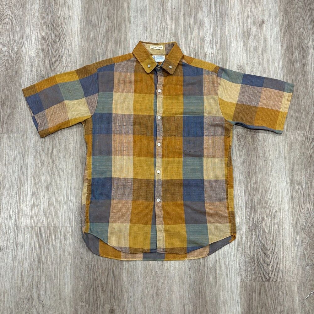 RARE Vtg 60s Town Craft Penneys Penn-Prest The Sundowner Button Up Shirt Men's M
